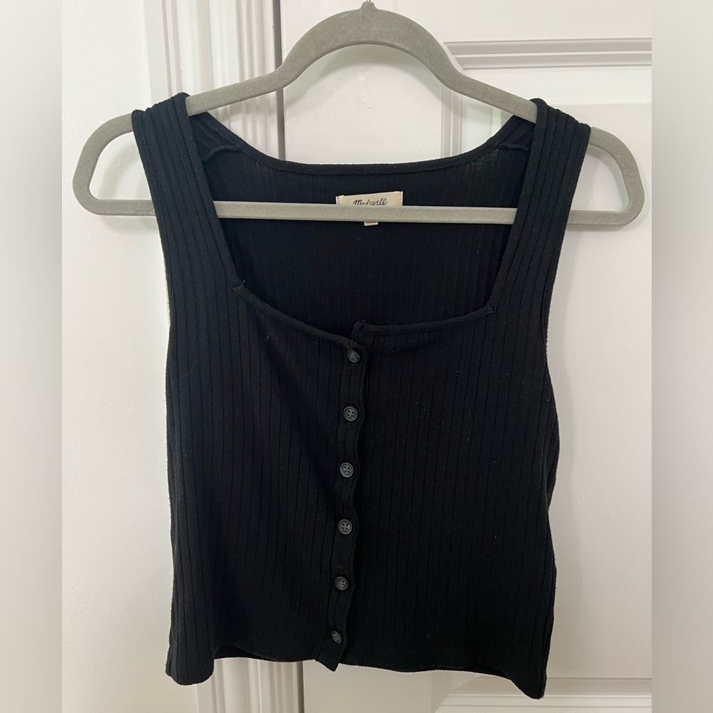 Madewell Ribbed Button-Front Crop Tank - Picture 4 of 5